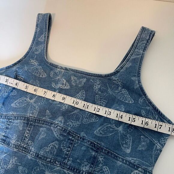 90s Y2K Butterly Denim Mini Dress Size Large - Picture 6 of 7